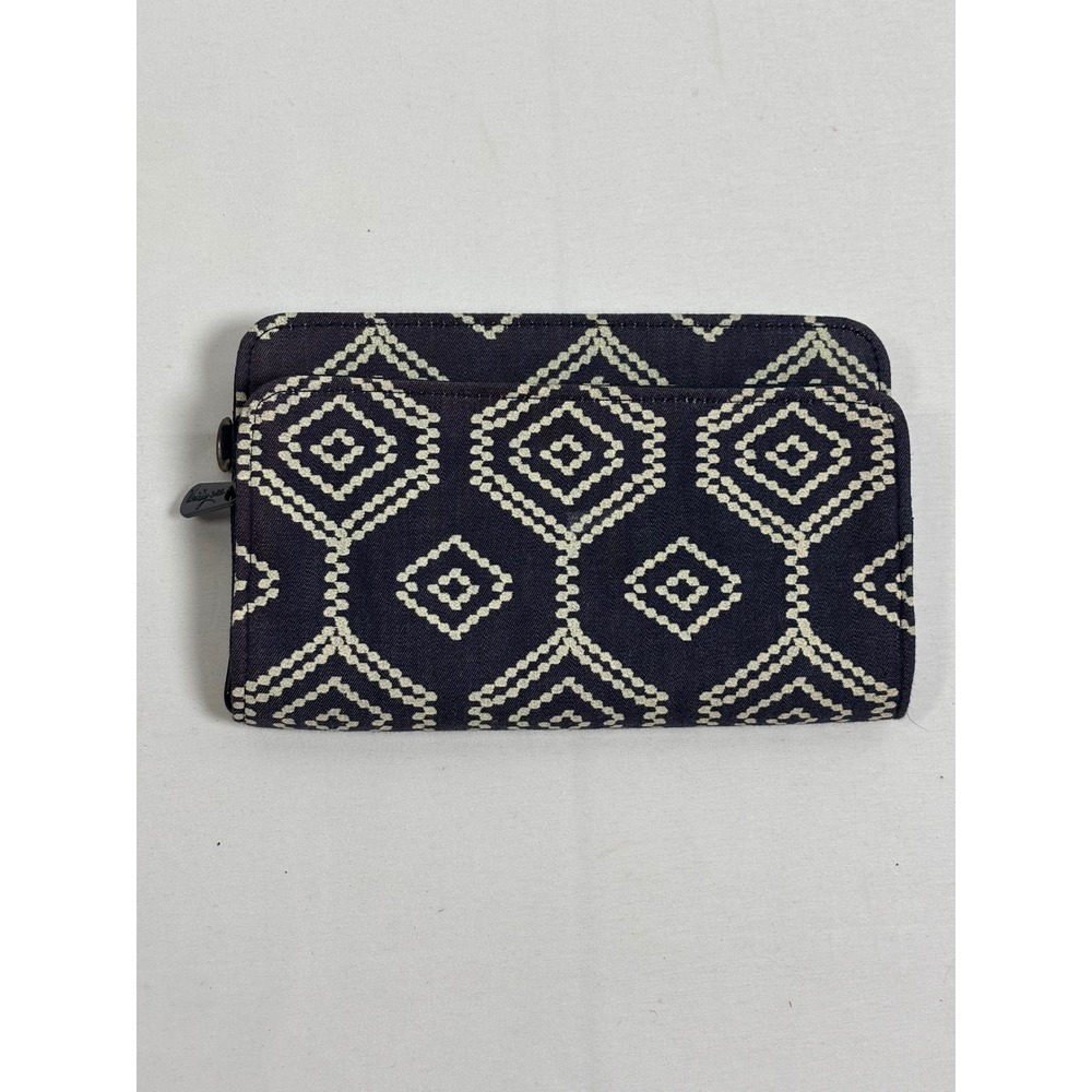 Thirty-One All About the Benjamins Wallet Navy Ikat Diamond Geometric Zip Around